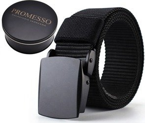 PAS MILITARNY WOJSKOWY PARCIANY METALOWA KLAMRA CZARNY