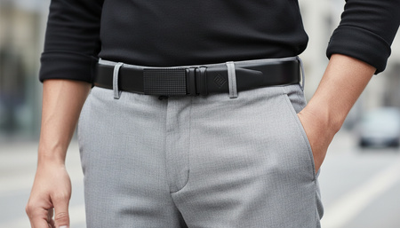 Polski pasek męski z automatycznie zapinana klamrą. CIEMNY BRĄZOWY BRC2