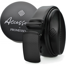 POLSKI PASEK SKÓRA CZARNY Automat 2078 PROMESSO + PUDEŁKO PREZENT