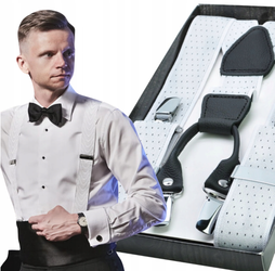 Mocne Szelki męskie 3cm wykonane z gumy galanteryjnej oraz 100% skóry NS42