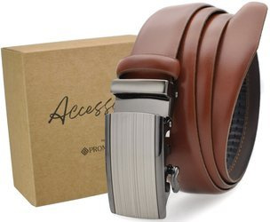 Polski pasek męski z automatycznie zapinana klamrą. BRĄZOWY BR74