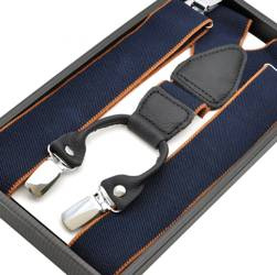 Mocne Szelki męskie 3,5 cm wykonane z gumy galanteryjnej oraz 100% skóry NS37