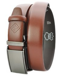 Polski pasek męski z automatycznie zapinana klamrą brąz BR70