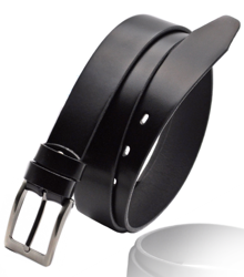 POLSKI PASEK ZE SKÓRY NATURALNEJ Z KLASYCZNĄ KLAMRĄ - CZARNY  3 cm