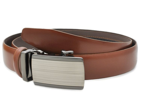 Polski pasek męski z automatycznie zapinana klamrą. BRĄZOWY BR74