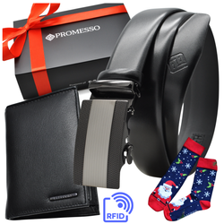 Polski pasek męski z automatycznie zapinana klamrą. CIEMNY BRĄZOWY BRC2