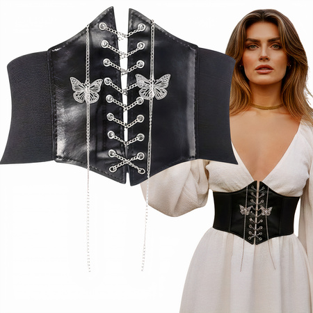 SZEROKI PASEK PAS GORSET ZAPINANY NA NAPY motylki