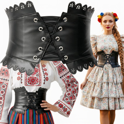 SZEROKI PASEK PAS GORSET  Z KORONKĄ