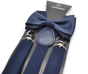 ZESTAW SZELKI MĘSKIE 2,5 cm + MUCHA - granat