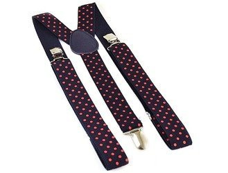 Szelki Damsko-Męskie 2,5 cm Unisex granatowe w czerwone kropki