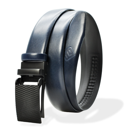 Polski pasek męski z automatycznie zapinana klamrą granatowy PG64