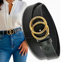 Stylowy Pasek Damski Skóra naturalna ZŁOTA KLAMRA + pudełko ECO