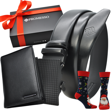 Polski pasek męski z automatycznie zapinana klamrą. CIEMNY BRĄZOWY BRC2