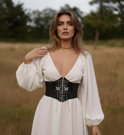 SZEROKI PASEK PAS GORSET ZAPINANY NA NAPY motylki