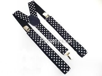 Szelki Damsko-Męskie 2,5 cm Unisex granatowe w białe kropki