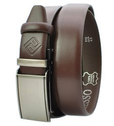 Polski pasek męski z automatycznie zapinana klamrą ciemny brązowy BRC70