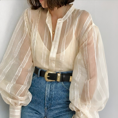 PASEK DAMSKI SKÓRA NATURALNA ZŁOTA KLAMRA RETRO VINTAGE