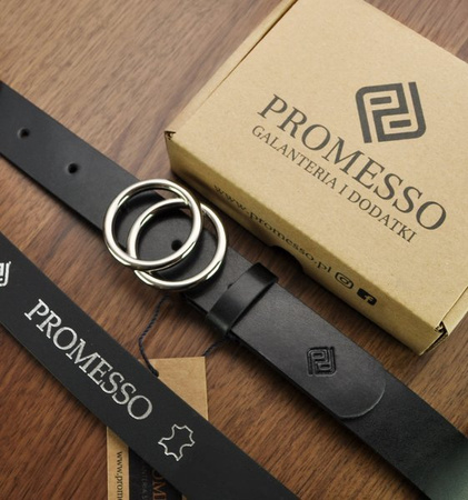 Stylowy Pasek Damski Skóra naturalna SREBRNA KLAMRA + pudełko ECO