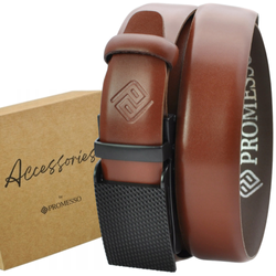 Polski pasek męski z automatycznie zapinana klamrą brąz BR64