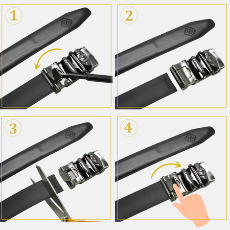 Polski pasek męski z automatycznie zapinana klamrą brąz BR64