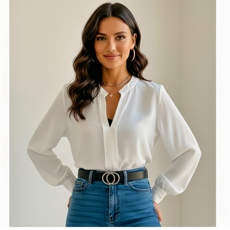 Stylowy Pasek Damski Skóra naturalna SREBRNA KLAMRA + pudełko ECO