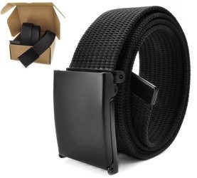 Parciany pas do spodni militarny klamra metal CZARNY