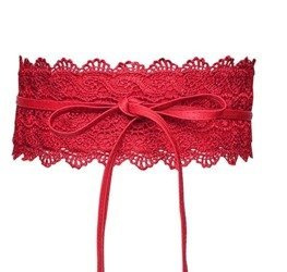 WIĄZANY KORONKOWY PASEK DU SUKIENKI, BLUZKI, TUNIKI W STYLU BOHO czerwony