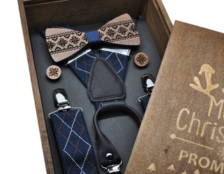 ZESTAW ŚWIĄTECZNY hand made SZELKI ns36 MUCHA Z DREWNA!