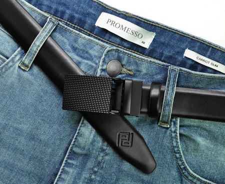 Polski pasek męski z automatycznie zapinana klamrą. CZARNY nr64