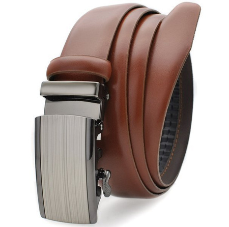 Polski pasek męski z automatycznie zapinana klamrą. BRĄZOWY BR74