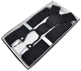 Mocne Szelki męskie 3,5 cm wykonane z gumy galanteryjnej oraz 100% skóry NS30