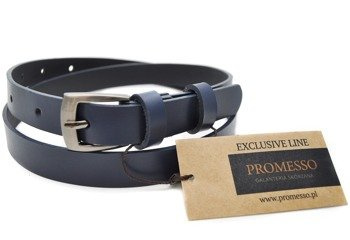 Stylowy Pasek Damski Skóra naturalna 2 cm GRANATOWY + pudełko ECO